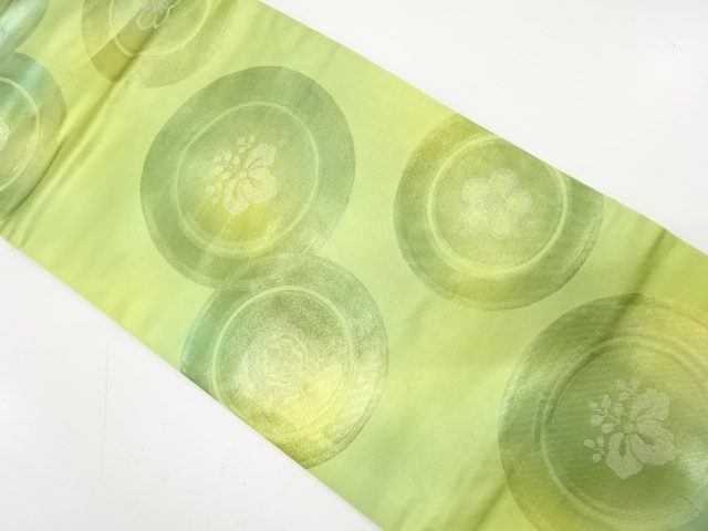 丸に桐・梅模様織り出し　名古屋帯